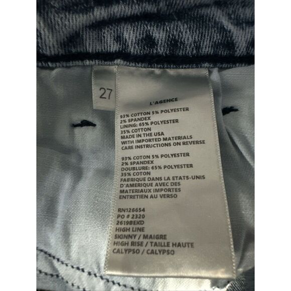 L’agence High Line High‎ Rise Skinny Jeans in Calypso Distressed Women’s 27 - Picture 6 of 6